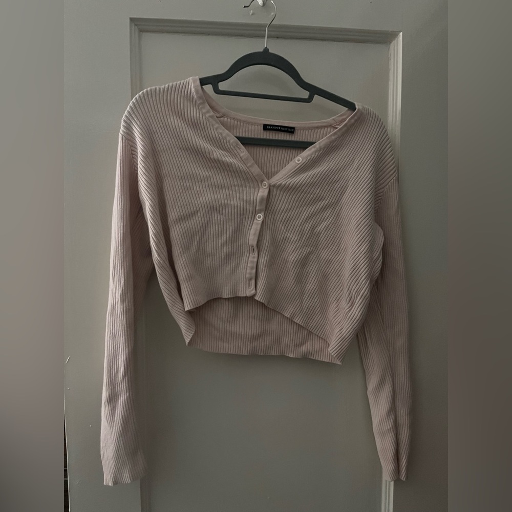 Brandy Melville Pink Cropped Cardigan